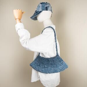 Upcycled denim crochet bag / Crochet purse